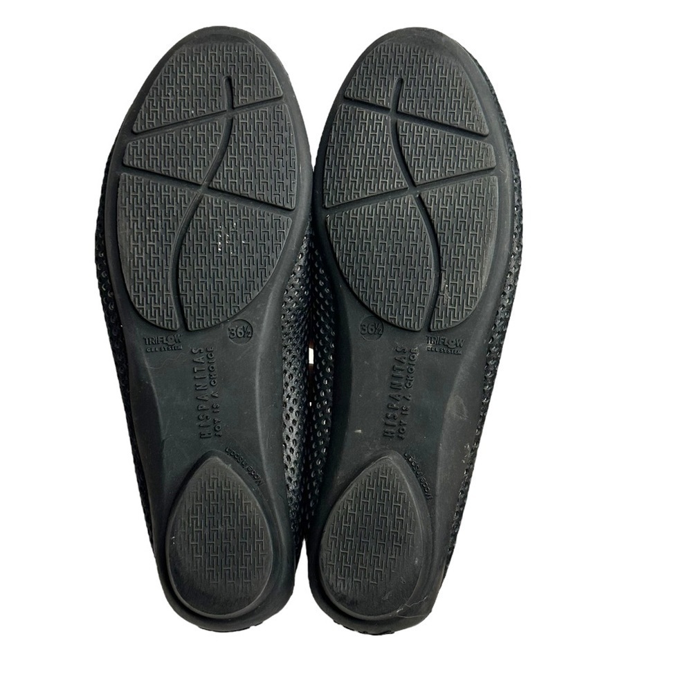 Hispanitas Soho Black Leather Perforated Round Toe Cheryl Ballet Flats Size 6.5 - Picture 8 of 8